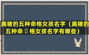 属猪的五种命格女孩名字（属猪的五种命 ☘ 格女孩名字有哪些）